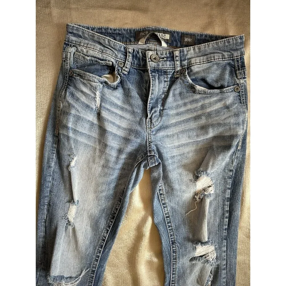 BKE Alec Jeans Mens 30R Blue Medium Light Wash Straight Leg‎ Stretch Denim